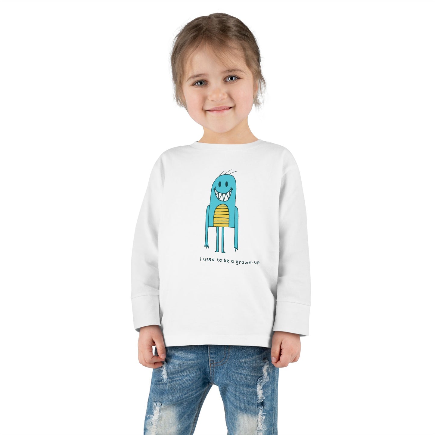 "I Used to Be a Grown-Up" Cute Toddler Long Sleeve Tee - Playful Kids Shirt for Everyday Wear